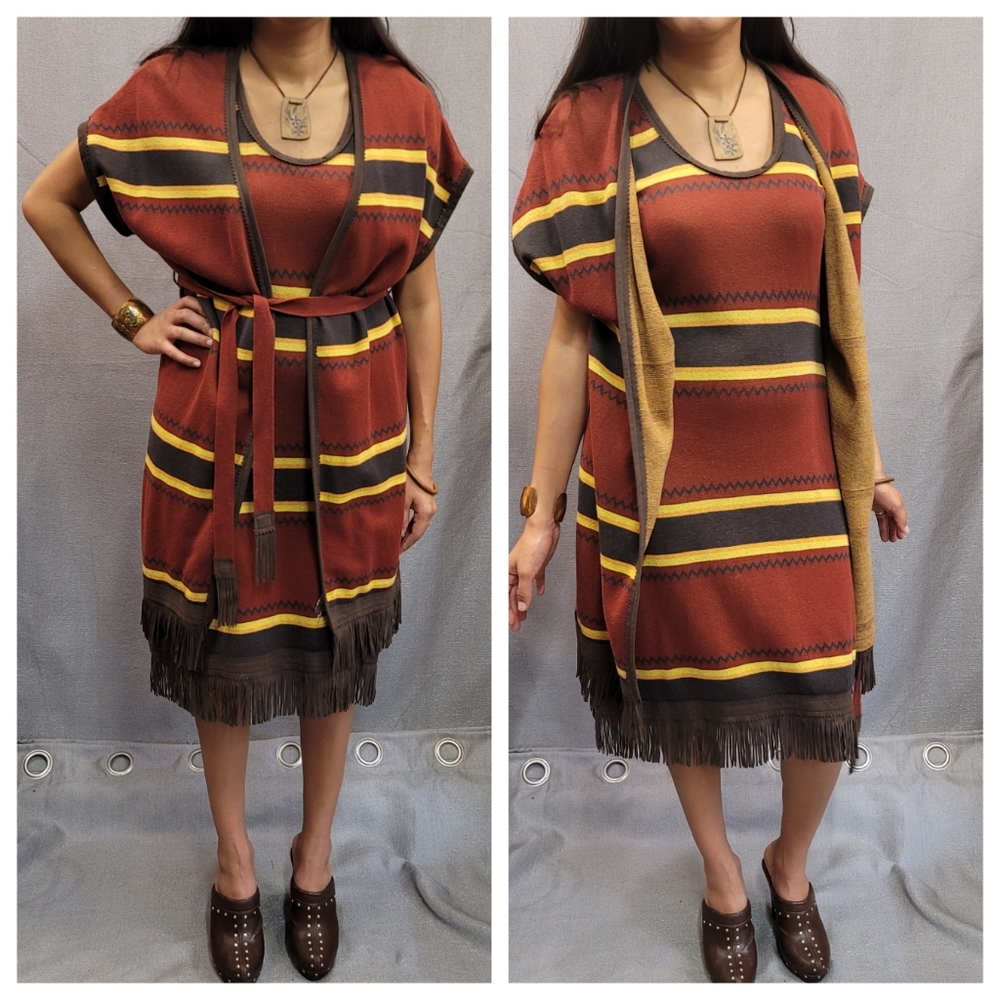 Double D Ranch Dress Vest Set M Fringe Western